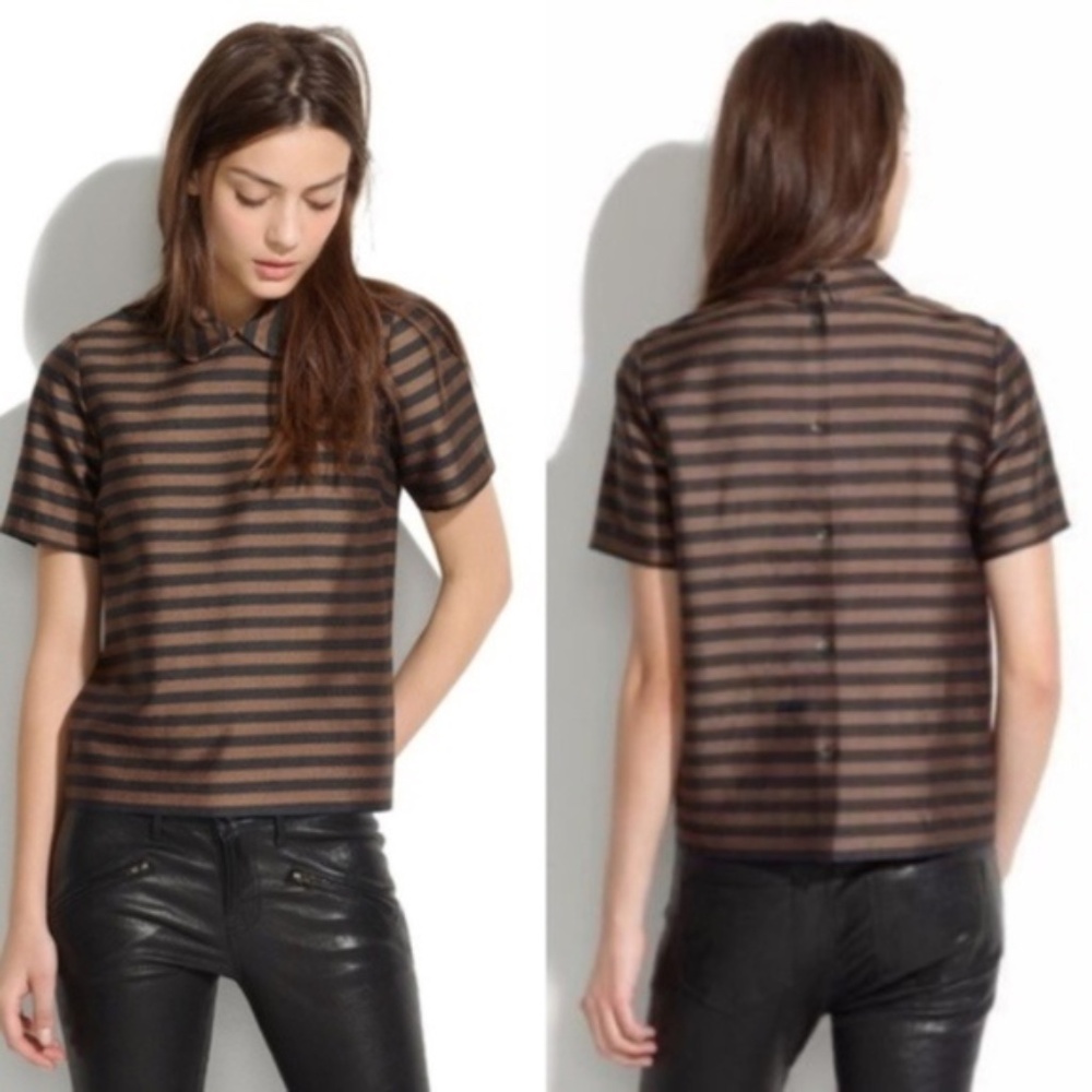 Madewell Linen/Silk blend Peter Pan Collar Top XS